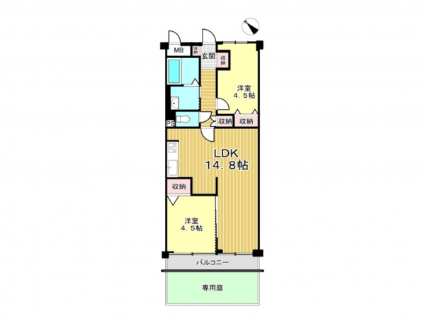 春日部市中央、中古マンションの間取り画像です