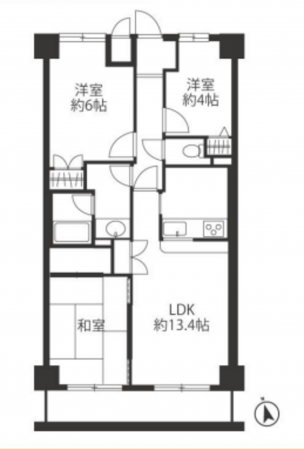 春日部市中央、中古マンションの間取り画像です