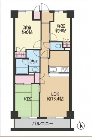 春日部市中央、中古マンションの間取り画像です
