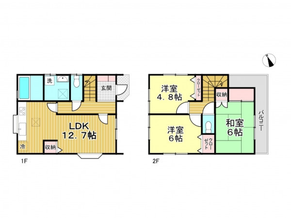春日部市一ノ割、中古一戸建ての間取り画像です