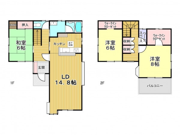 春日部市粕壁東、中古一戸建ての間取り画像です