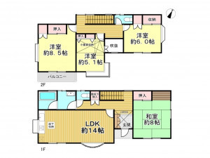 春日部市豊町、中古一戸建ての間取り画像です
