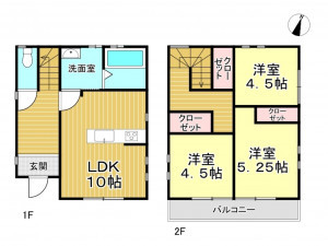 春日部市南、中古一戸建ての間取り画像です