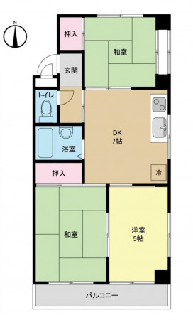 春日部市中央、中古マンションの間取り画像です