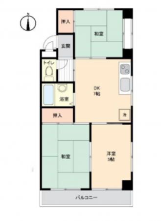 春日部市中央、中古マンションの間取り画像です