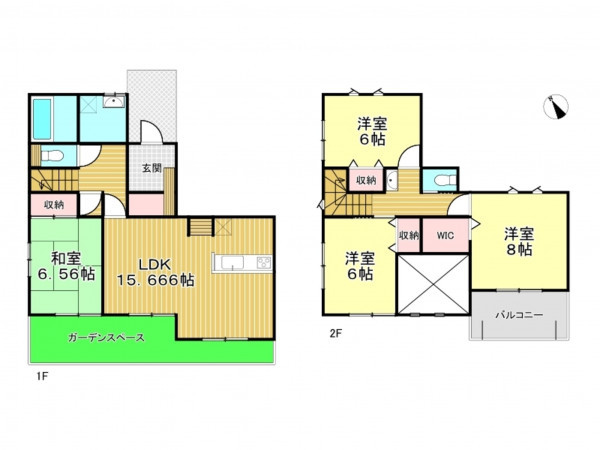 春日部市新宿新田、新築一戸建ての間取り画像です