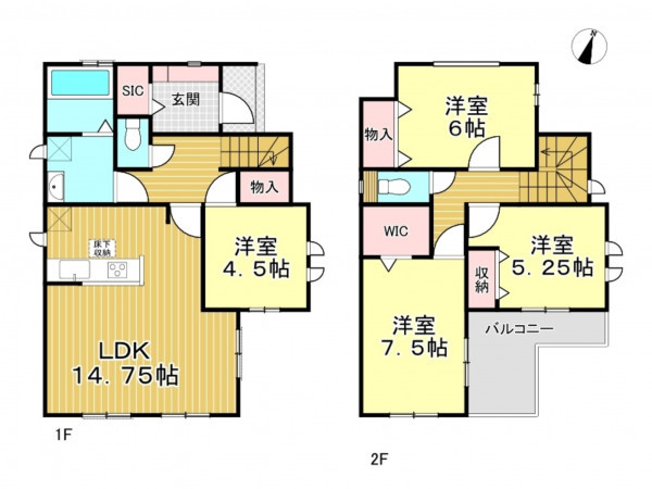 春日部市備後西、新築一戸建ての間取り画像です