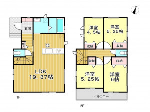 春日部市備後西、新築一戸建ての間取り画像です