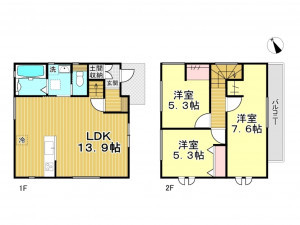 春日部市大枝、新築一戸建ての間取り画像です