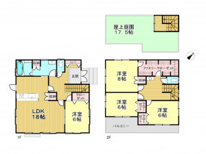 春日部市豊町、新築一戸建ての間取り画像です
