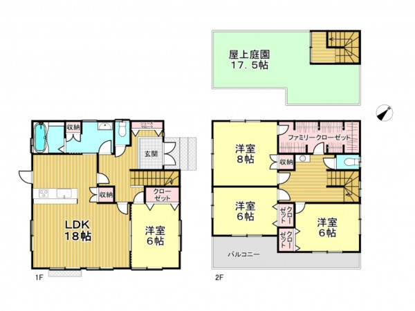 春日部市豊町、新築一戸建ての間取り画像です
