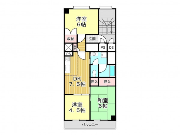 春日部市花積、中古マンションの間取り画像です