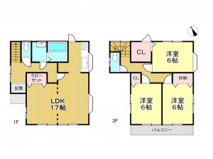 春日部市一ノ割、中古一戸建ての間取り画像です