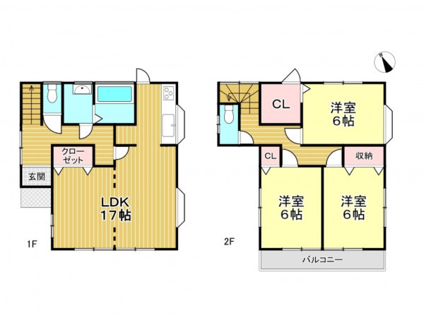 春日部市一ノ割、中古一戸建ての間取り画像です