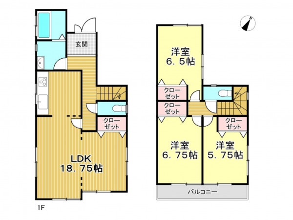 春日部市牛島、中古一戸建ての間取り画像です