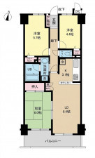 春日部市中央、中古マンションの間取り画像です