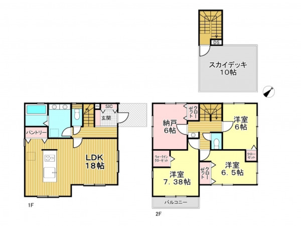 春日部市藤塚、新築一戸建ての間取り画像です