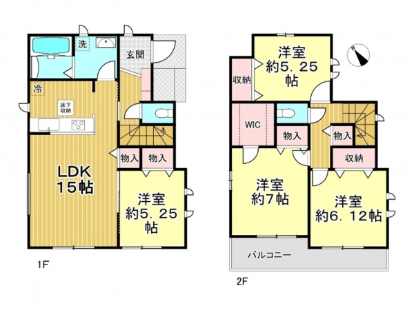 春日部市上蛭田、新築一戸建ての間取り画像です