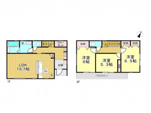 春日部市備後東、新築一戸建ての間取り画像です