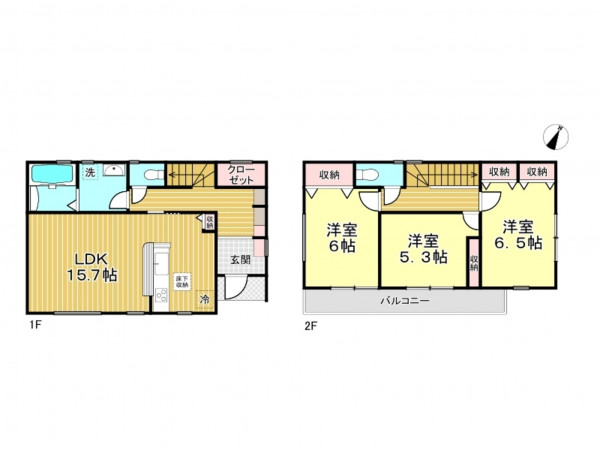 春日部市備後東、新築一戸建ての間取り画像です