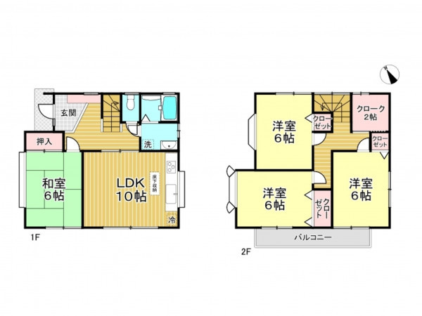 春日部市増富、中古一戸建ての間取り画像です