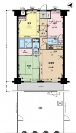 春日部市豊町、中古マンションの間取り画像です