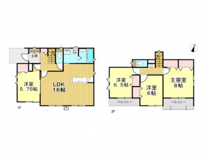 春日部市中央、新築一戸建ての間取り画像です