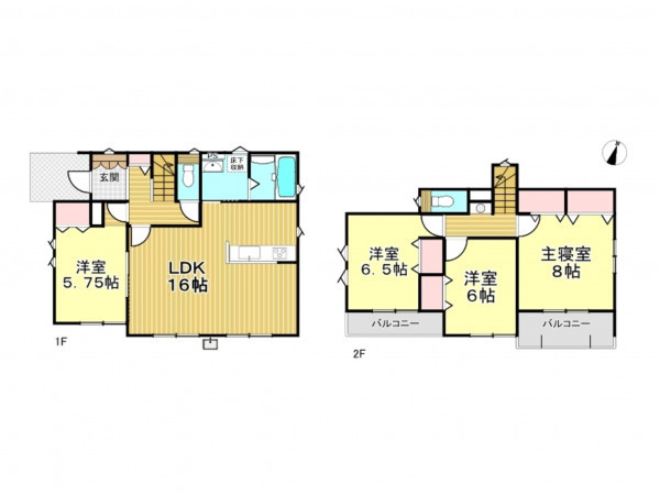 春日部市中央、新築一戸建ての間取り画像です