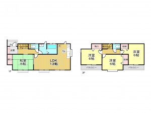 春日部市豊野町、中古一戸建ての間取り画像です