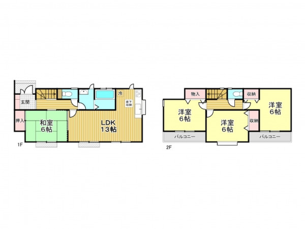 春日部市豊野町、中古一戸建ての間取り画像です