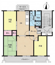春日部市大沼、中古マンションの間取り画像です