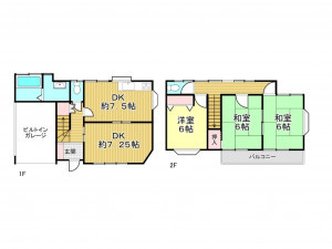 春日部市豊野町、中古一戸建ての間取り画像です