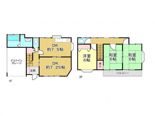 春日部市豊野町、中古一戸建ての間取り画像です