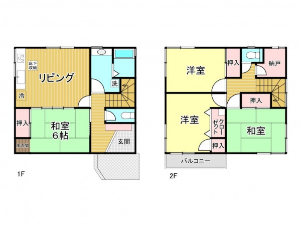 春日部市一ノ割、中古一戸建ての間取り画像です