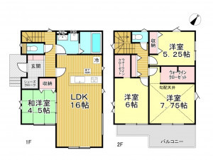 春日部市新宿新田、新築一戸建ての間取り画像です