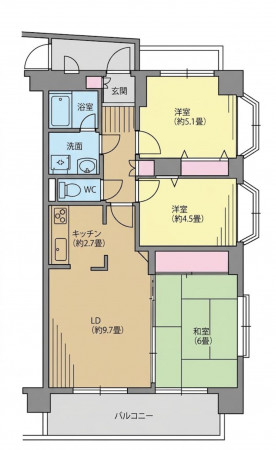 春日部市大沼、中古マンションの間取り画像です