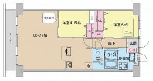 春日部市谷原、中古マンションの間取り画像です