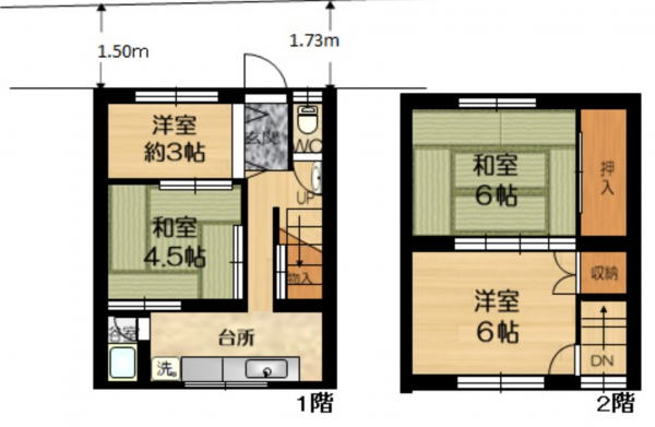 神戸市須磨区大手町、中古一戸建ての間取り画像です
