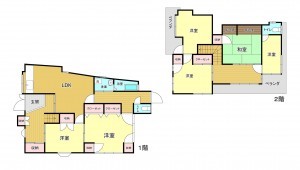 神戸市須磨区大手町、中古一戸建ての間取り画像です