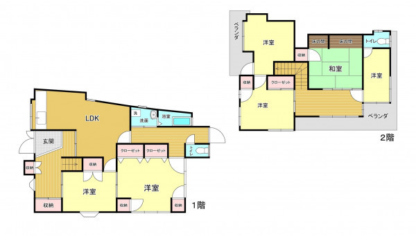 神戸市須磨区大手町、中古一戸建ての間取り画像です