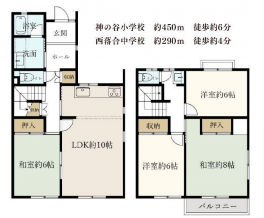 神戸市須磨区神の谷、中古一戸建ての間取り画像です