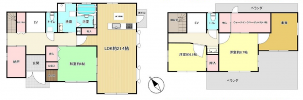 神戸市須磨区多井畑東町、中古一戸建ての間取り画像です