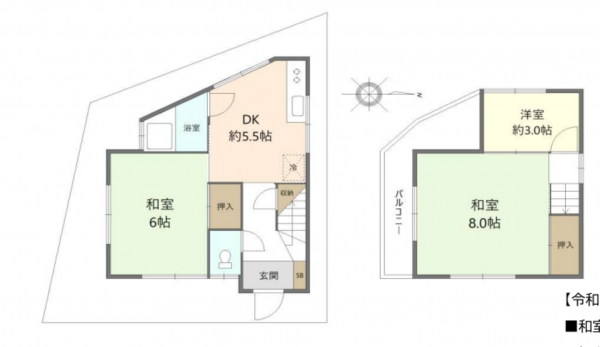 神戸市須磨区千守町、中古一戸建ての間取り画像です