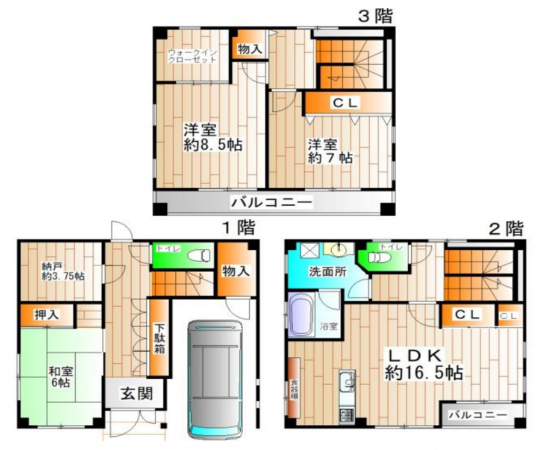 神戸市須磨区大田町、中古一戸建ての間取り画像です