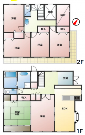 神戸市須磨区高尾台、中古一戸建ての間取り画像です