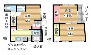 神戸市須磨区大手町、中古一戸建ての間取り画像です