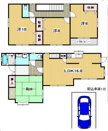 神戸市須磨区北落合、中古一戸建ての間取り画像です