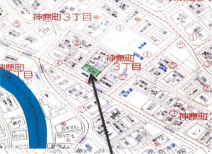 神戸市須磨区神撫町、中古一戸建ての地図画像です