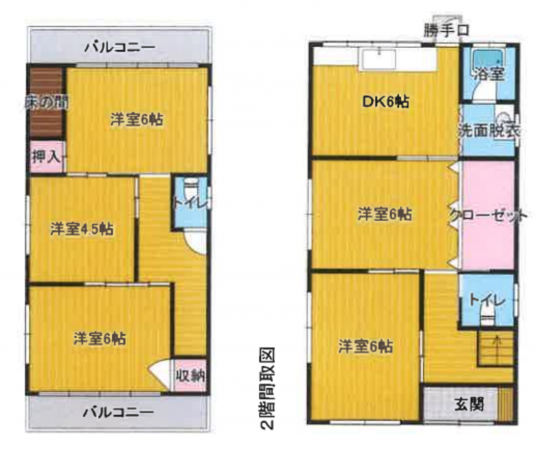 神戸市須磨区神撫町、中古一戸建ての間取り画像です