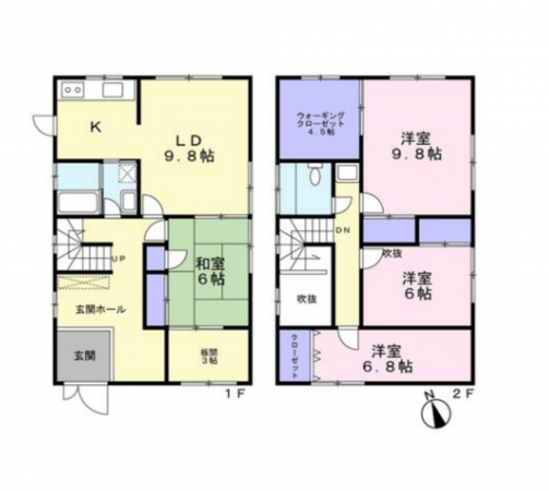 神戸市須磨区東白川台、中古一戸建ての間取り画像です